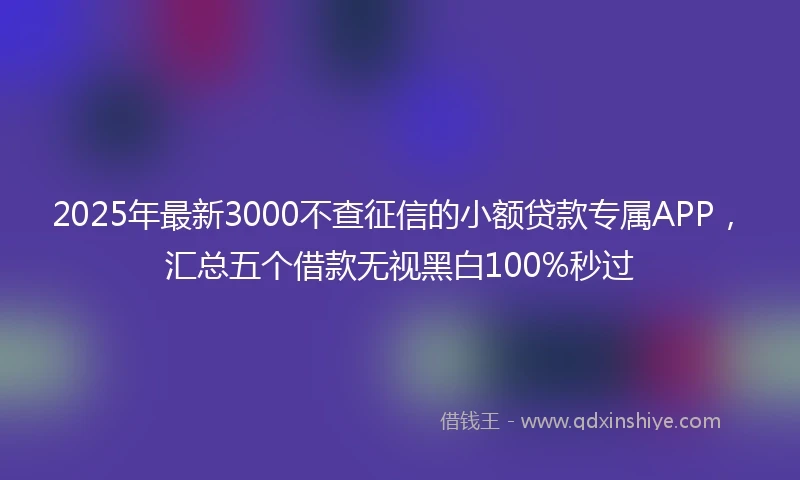 2025年最新3000不查征信的小额贷款专属APP，汇总五个借款无视黑白100%秒过
