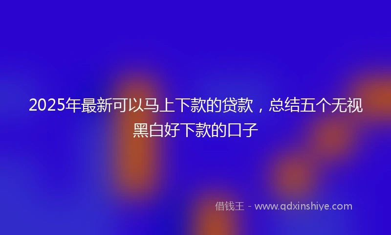 2025年最新可以马上下款的贷款，总结五个无视黑白好下款的口子