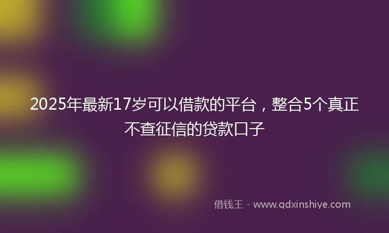 2025年最新17岁可以借款的平台，整合5个真正不查征信的贷款口子