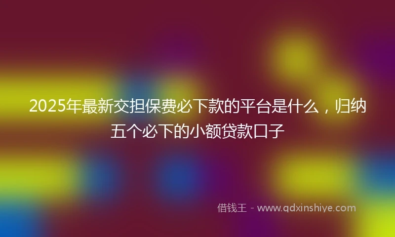 2025年最新交担保费必下款的平台是什么，归纳五个必下的小额贷款口子