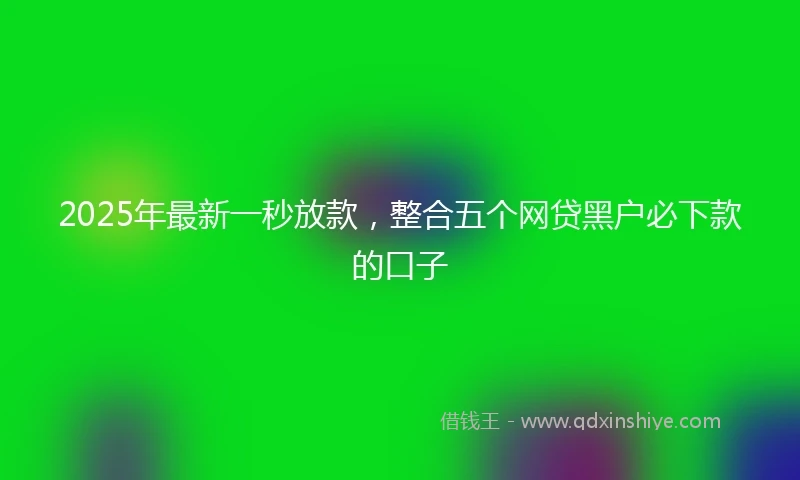 2025年最新一秒放款，整合五个网贷黑户必下款的口子