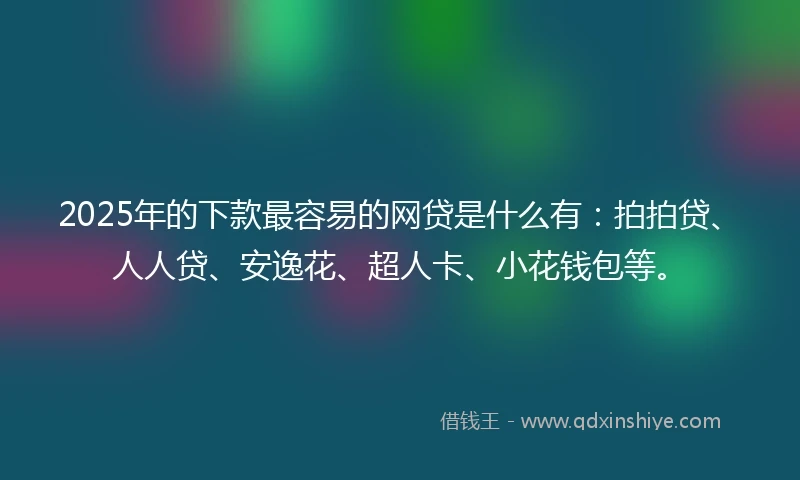 2025年的下款最容易的网贷是什么有：拍拍贷、人人贷、安逸花、超人卡、小花钱包等。