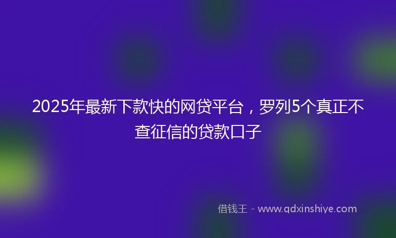 2025年最新下款快的网贷平台，罗列5个真正不查征信的贷款口子