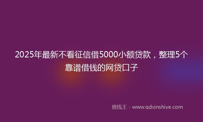 2025年最新不看征信借5000小额贷款，整理5个靠谱借钱的网贷口子