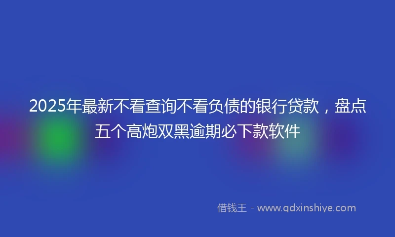 2025年最新不看查询不看负债的银行贷款，盘点五个高炮双黑逾期必下款软件