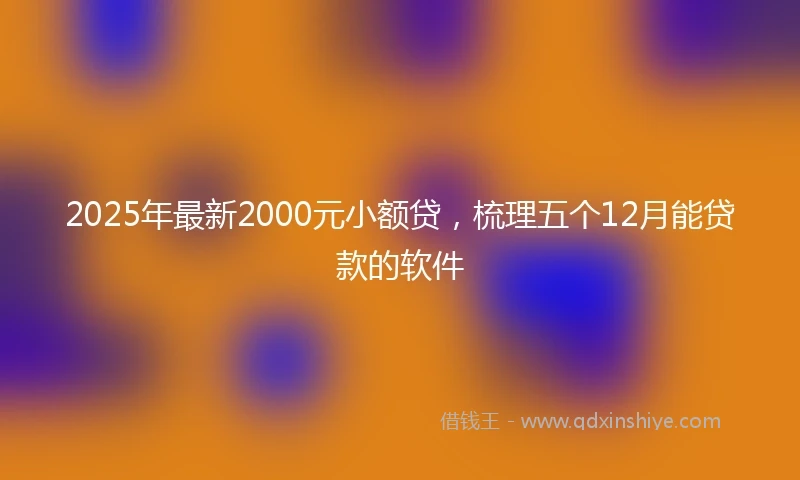 2025年最新2000元小额贷，梳理五个12月能贷款的软件