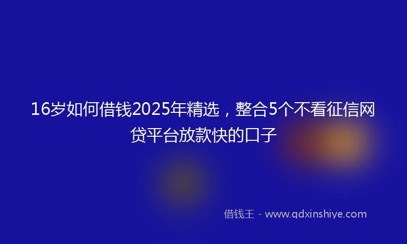 16岁如何借钱2025年精选，整合5个不看征信网贷平台放款快的口子