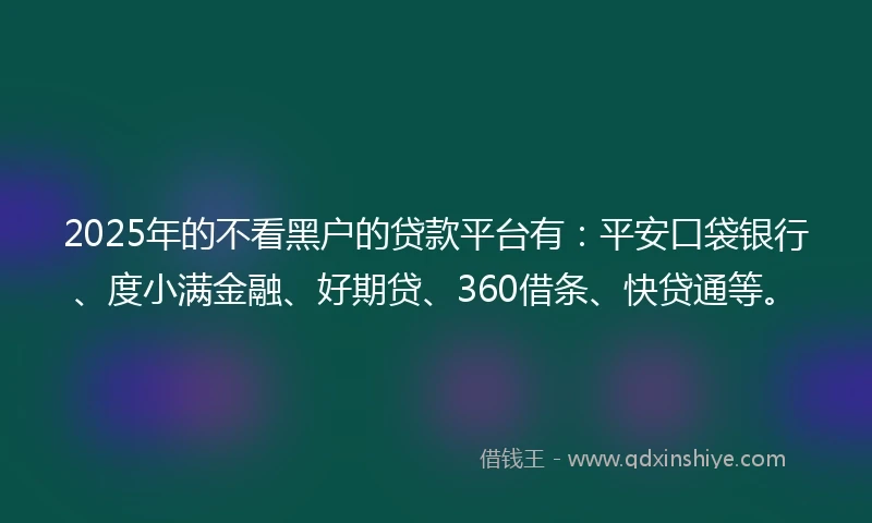 2025年的不看黑户的贷款平台有：平安口袋银行、度小满金融、好期贷、360借条、快贷通等。