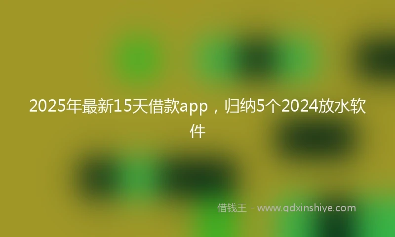 2025年最新15天借款app，归纳5个2024放水软件