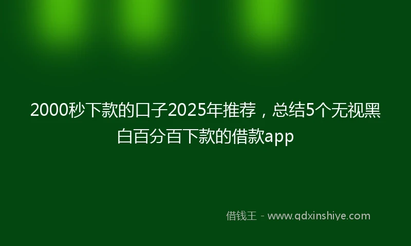 2000秒下款的口子2025年推荐，总结5个无视黑白百分百下款的借款app