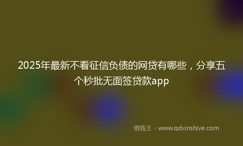 2025年最新不看征信负债的网贷有哪些，分享五个秒批无面签贷款app