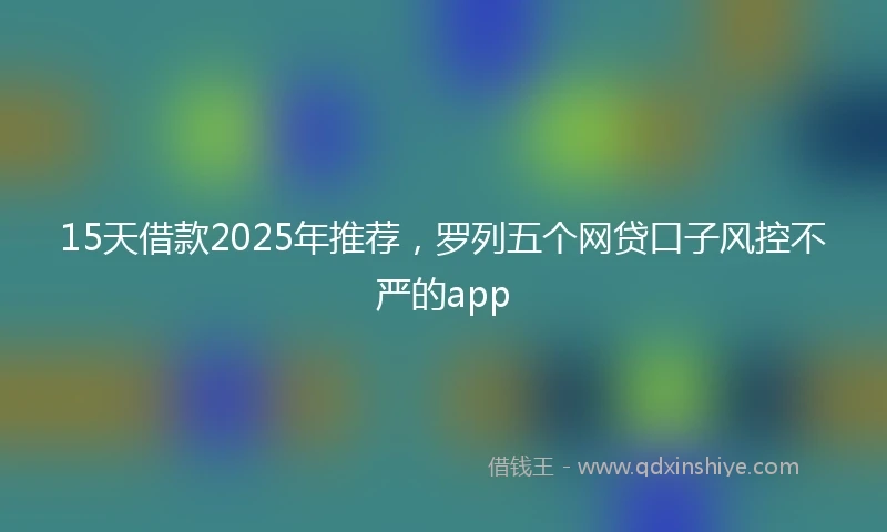 15天借款2025年推荐，罗列五个网贷口子风控不严的app