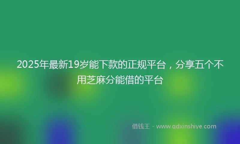 2025年最新19岁能下款的正规平台，分享五个不用芝麻分能借的平台