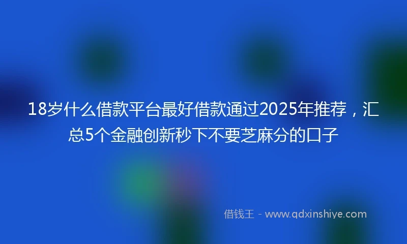 18岁什么借款平台最好借款通过2025年推荐，汇总5个金融创新秒下不要芝麻分的口子