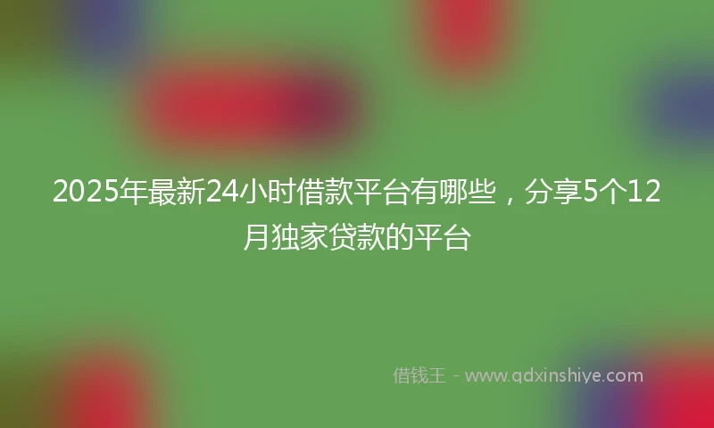 2025年最新24小时借款平台有哪些，分享5个12月独家贷款的平台