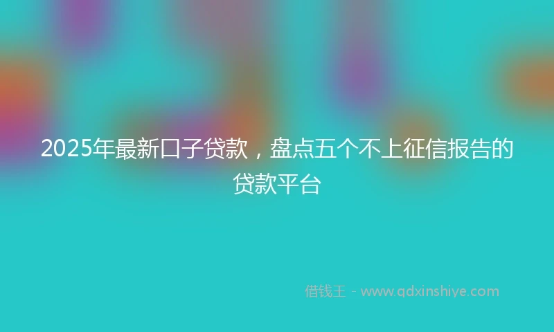 2025年最新口子贷款，盘点五个不上征信报告的贷款平台