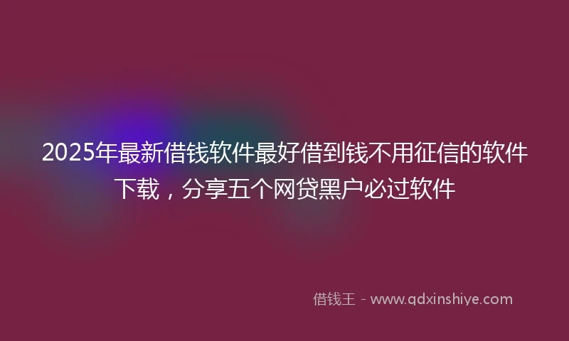 2025年最新借钱软件最好借到钱不用征信的软件下载，分享五个网贷黑户必过软件