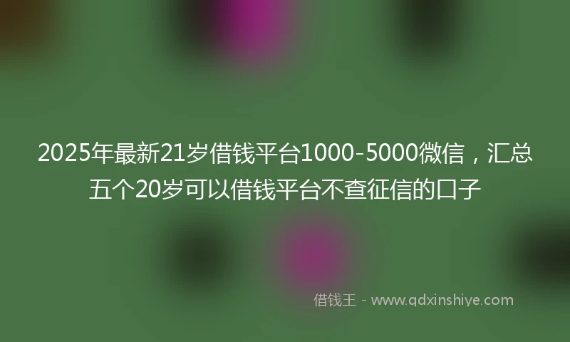 2025年最新21岁借钱平台1000-5000微信，汇总五个20岁可以借钱平台不查征信的口子