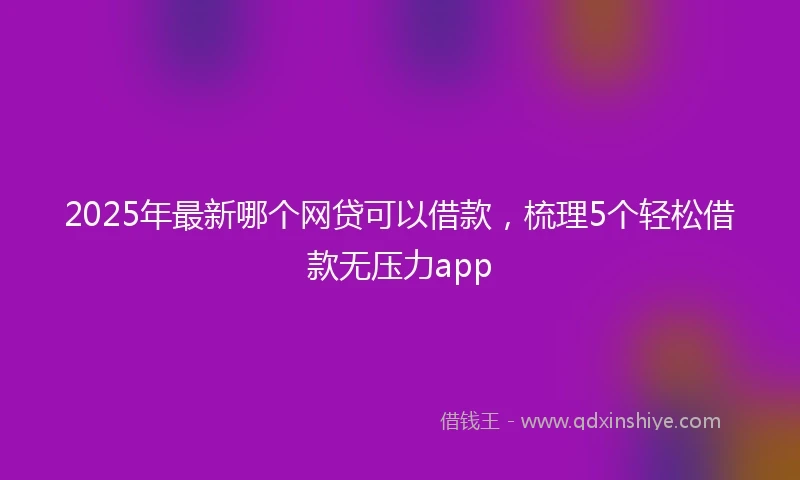 2025年最新哪个网贷可以借款，梳理5个轻松借款无压力app
