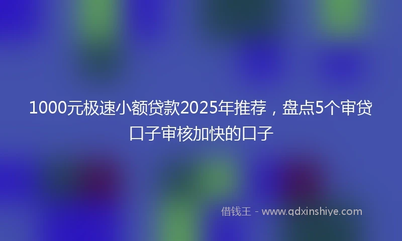 1000元极速小额贷款2025年推荐，盘点5个审贷口子审核加快的口子