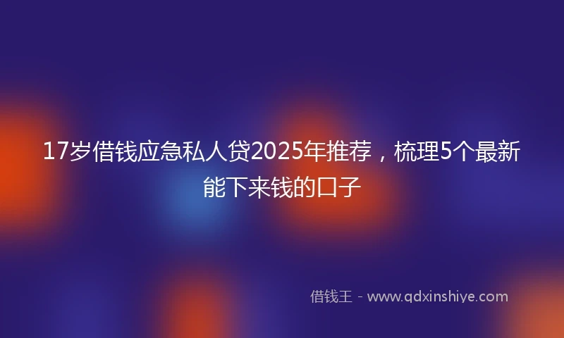 17岁借钱应急私人贷2025年推荐，梳理5个最新能下来钱的口子