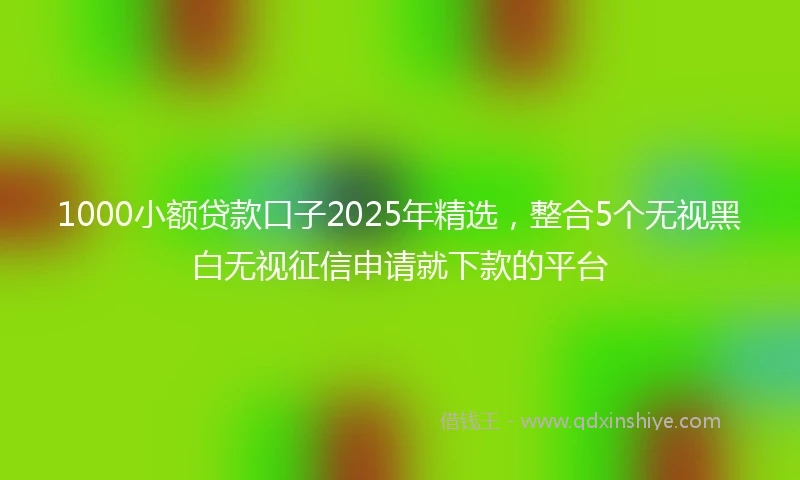 1000小额贷款口子2025年精选，整合5个无视黑白无视征信申请就下款的平台
