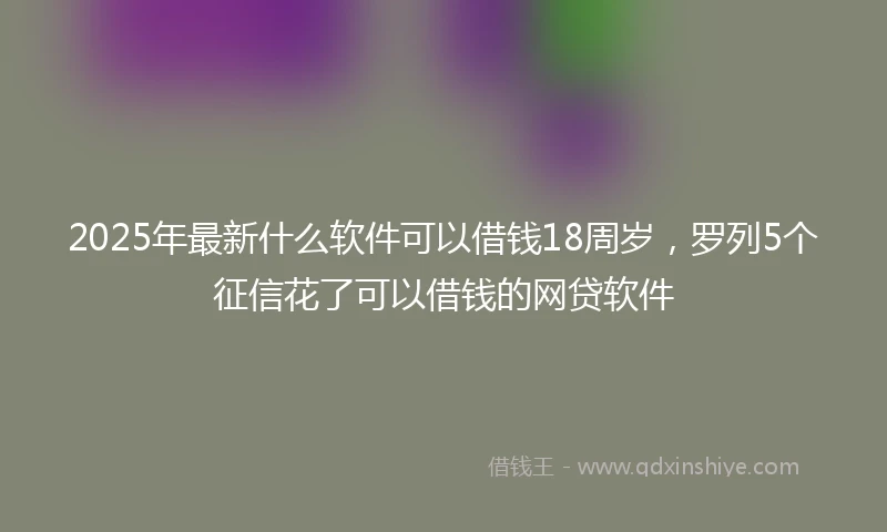 2025年最新什么软件可以借钱18周岁，罗列5个征信花了可以借钱的网贷软件