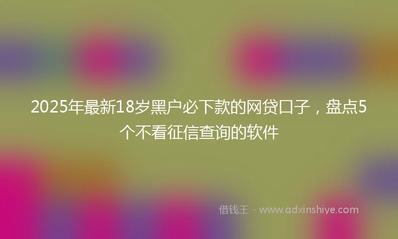 2025年最新18岁黑户必下款的网贷口子，盘点5个不看征信查询的软件
