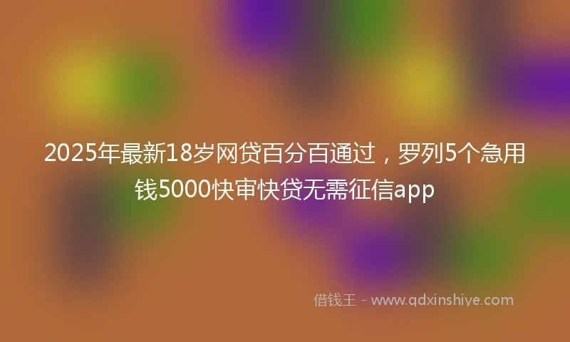 2025年最新18岁网贷百分百通过，罗列5个急用钱5000快审快贷无需征信app