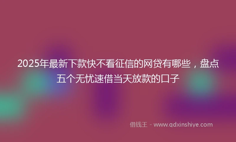 2025年最新下款快不看征信的网贷有哪些，盘点五个无忧速借当天放款的口子