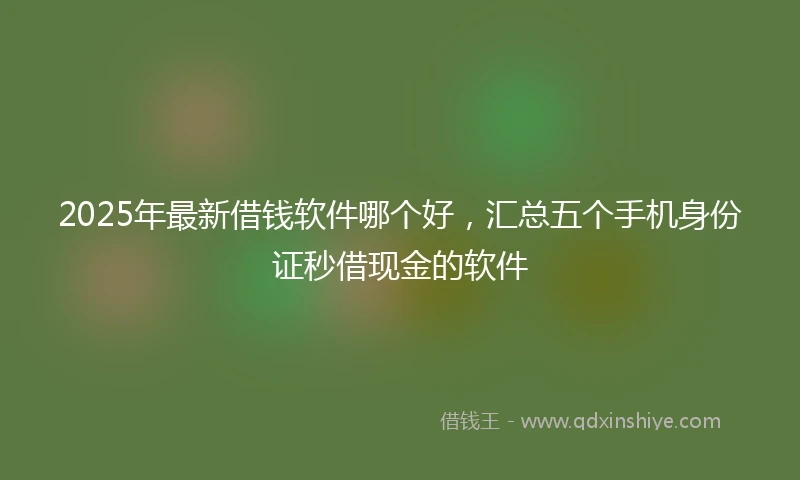 2025年最新借钱软件哪个好，汇总五个手机身份证秒借现金的软件