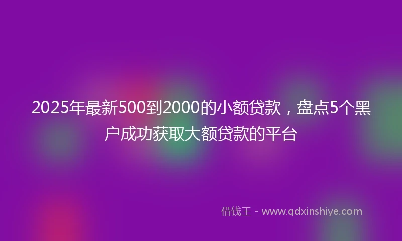 2025年最新500到2000的小额贷款，盘点5个黑户成功获取大额贷款的平台