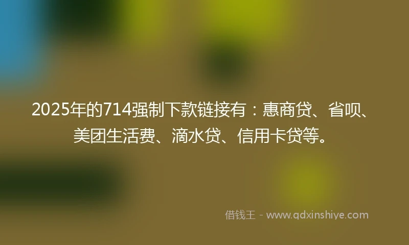 2025年的714强制下款链接有：惠商贷、省呗、美团生活费、滴水贷、信用卡贷等。