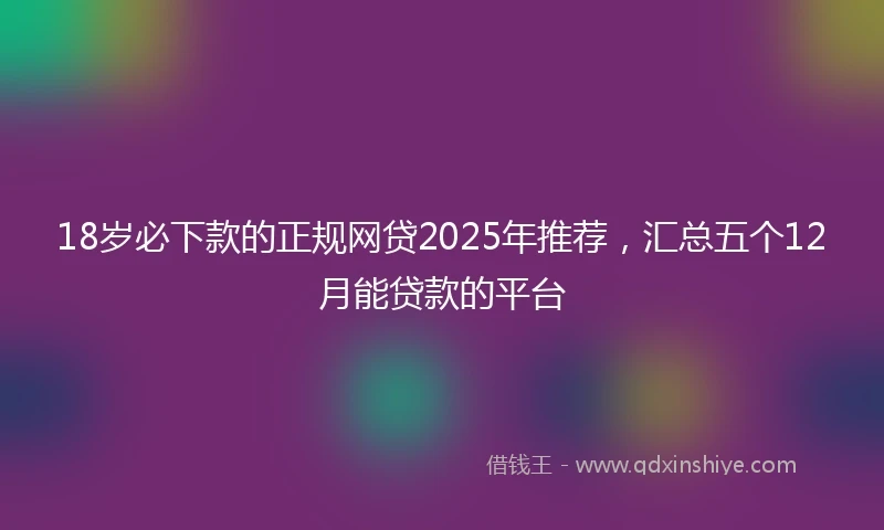 18岁必下款的正规网贷2025年推荐，汇总五个12月能贷款的平台