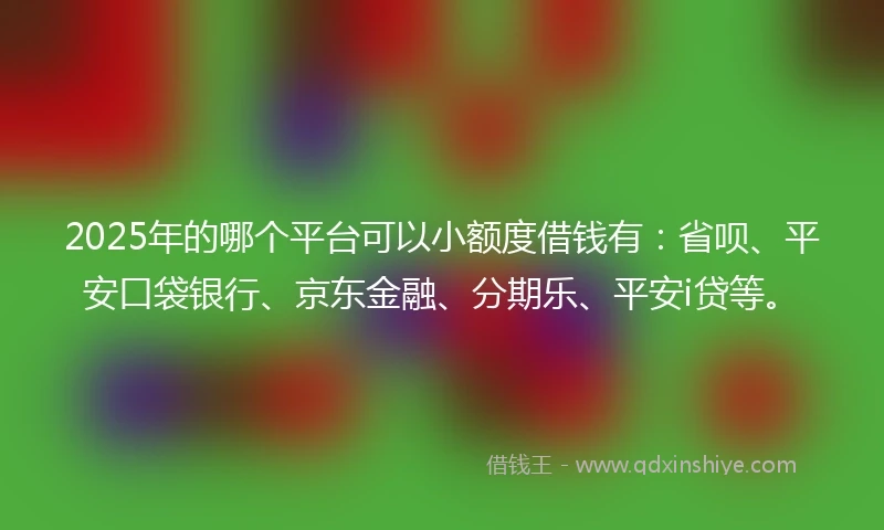 2025年的哪个平台可以小额度借钱有：省呗、平安口袋银行、京东金融、分期乐、平安i贷等。