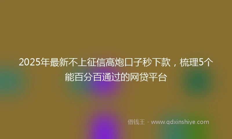 2025年最新不上征信高炮口子秒下款，梳理5个能百分百通过的网贷平台