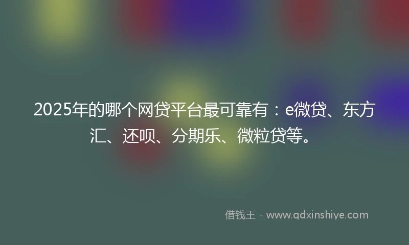 2025年的哪个网贷平台最可靠有：e微贷、东方汇、还呗、分期乐、微粒贷等。