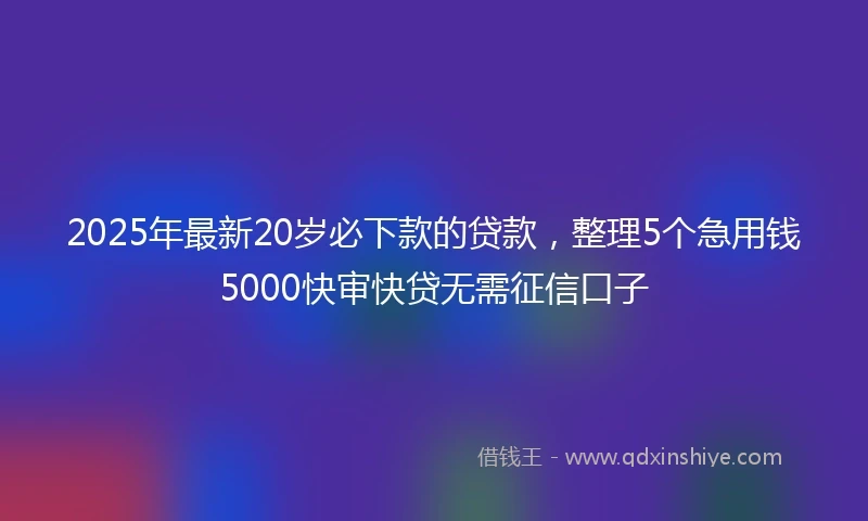 2025年最新20岁必下款的贷款，整理5个急用钱5000快审快贷无需征信口子