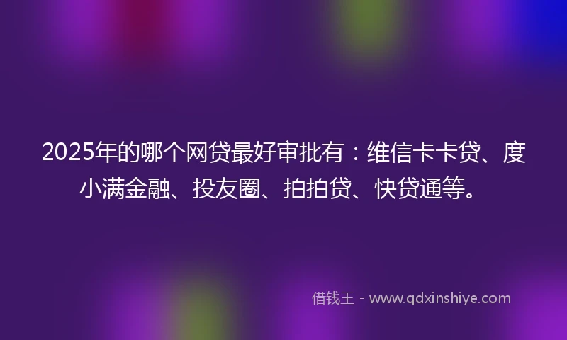 2025年的哪个网贷最好审批有：维信卡卡贷、度小满金融、投友圈、拍拍贷、快贷通等。
