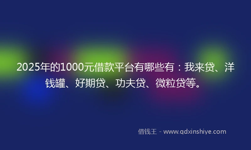 2025年的1000元借款平台有哪些有：我来贷、洋钱罐、好期贷、功夫贷、微粒贷等。