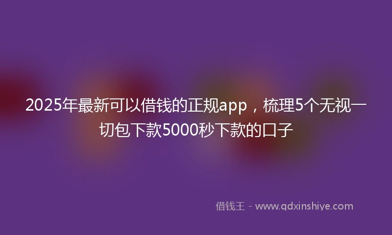 2025年最新可以借钱的正规app，梳理5个无视一切包下款5000秒下款的口子