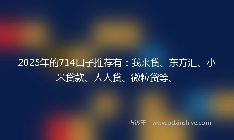 2025年的714口子推荐有：我来贷、东方汇、小米贷款、人人贷、微粒贷等。