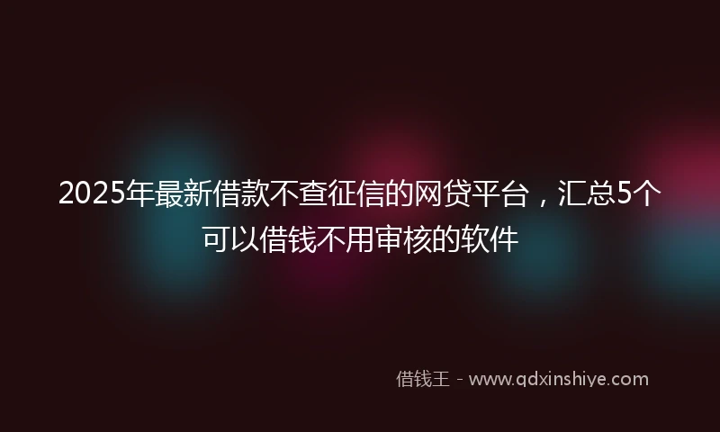 2025年最新借款不查征信的网贷平台，汇总5个可以借钱不用审核的软件