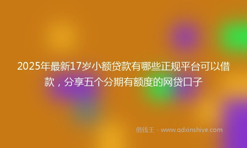2025年最新17岁小额贷款有哪些正规平台可以借款，分享五个分期有额度的网贷口子