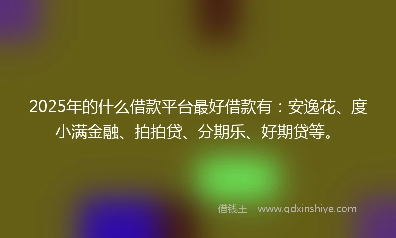 2025年的什么借款平台最好借款有：安逸花、度小满金融、拍拍贷、分期乐、好期贷等。