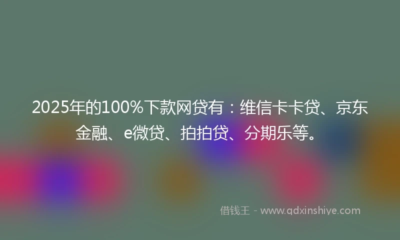 2025年的100%下款网贷有：维信卡卡贷、京东金融、e微贷、拍拍贷、分期乐等。
