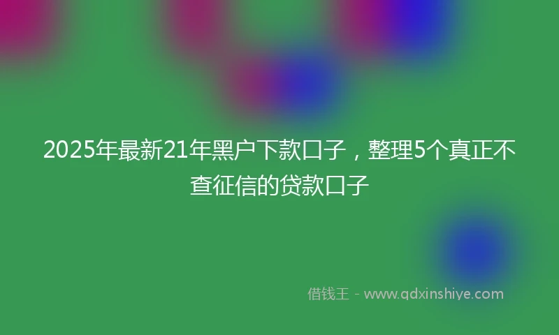 2025年最新21年黑户下款口子，整理5个真正不查征信的贷款口子