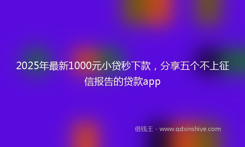 2025年最新1000元小贷秒下款，分享五个不上征信报告的贷款app