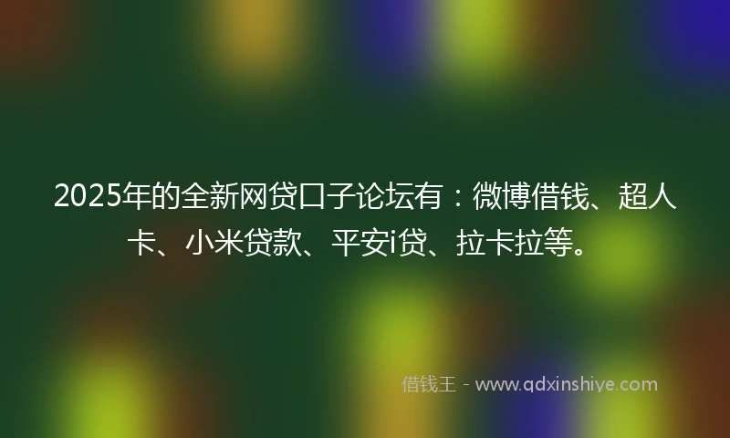 2025年的全新网贷口子论坛有：微博借钱、超人卡、小米贷款、平安i贷、拉卡拉等。