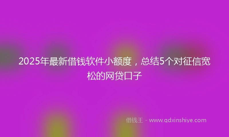 2025年最新借钱软件小额度，总结5个对征信宽松的网贷口子